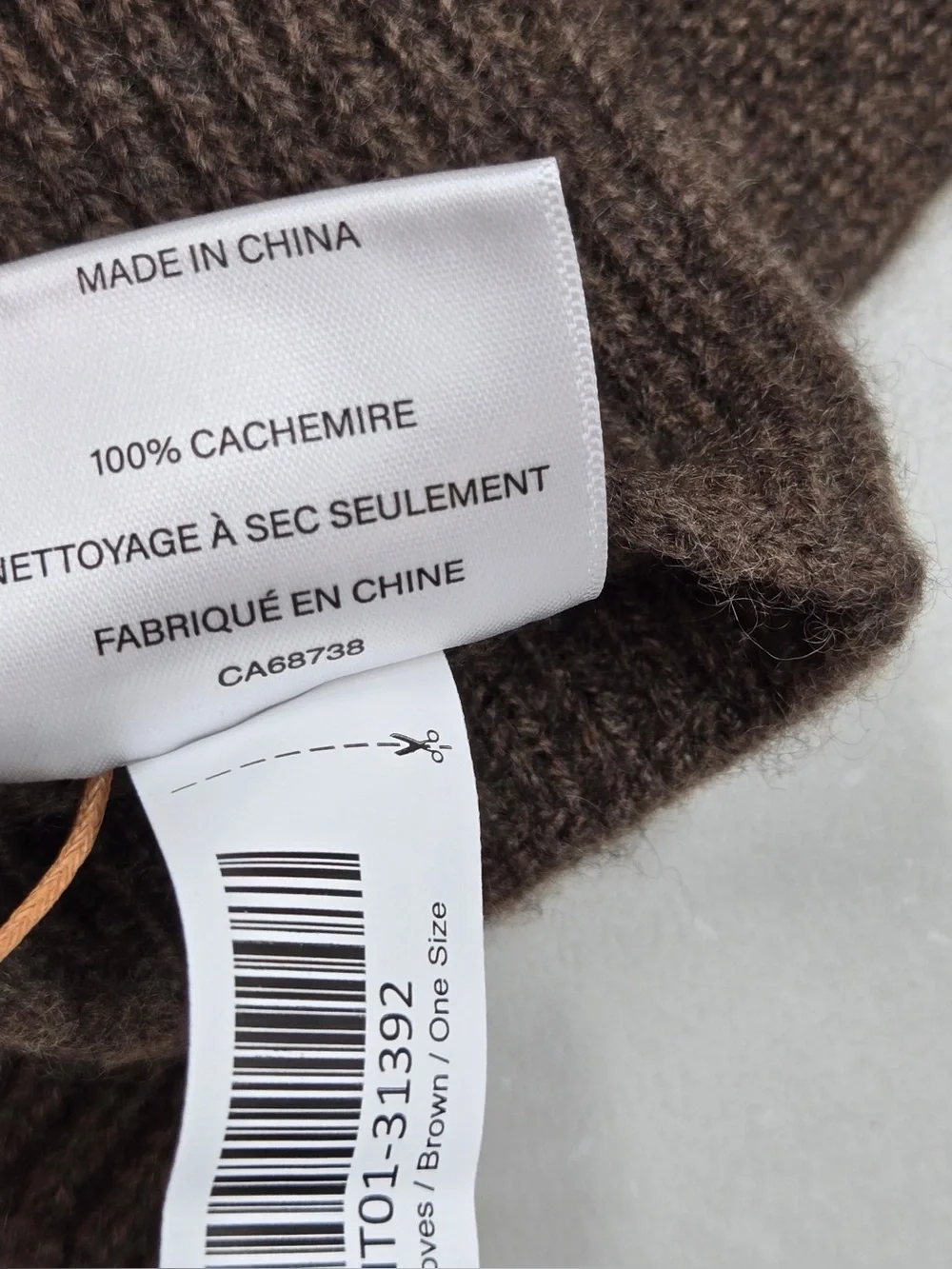 NWT QUINCE Mongolian Cashmere Gloves Brown 0854